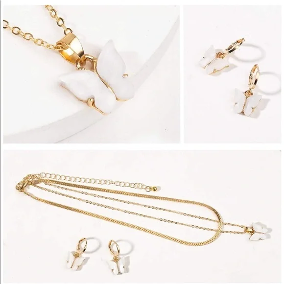 Necklace and earring set, butterfly - Picture 9 of 14